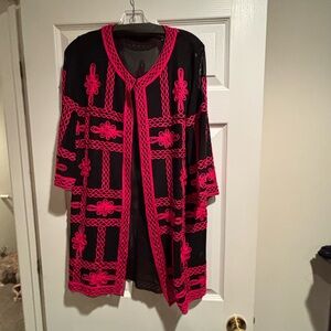 Black and Hot Pink Embroidered Top